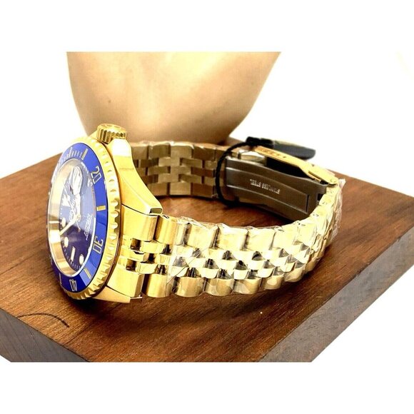 Gevril Men's Watch 4854B Wall Street Swiss Automatic Diver Blue Dial Gold 43mm - Picture 10 of 15